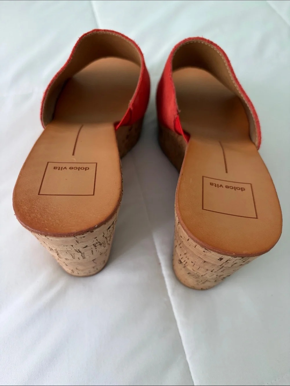 Dolce Vita Red Suede Cork Wedge Sandals